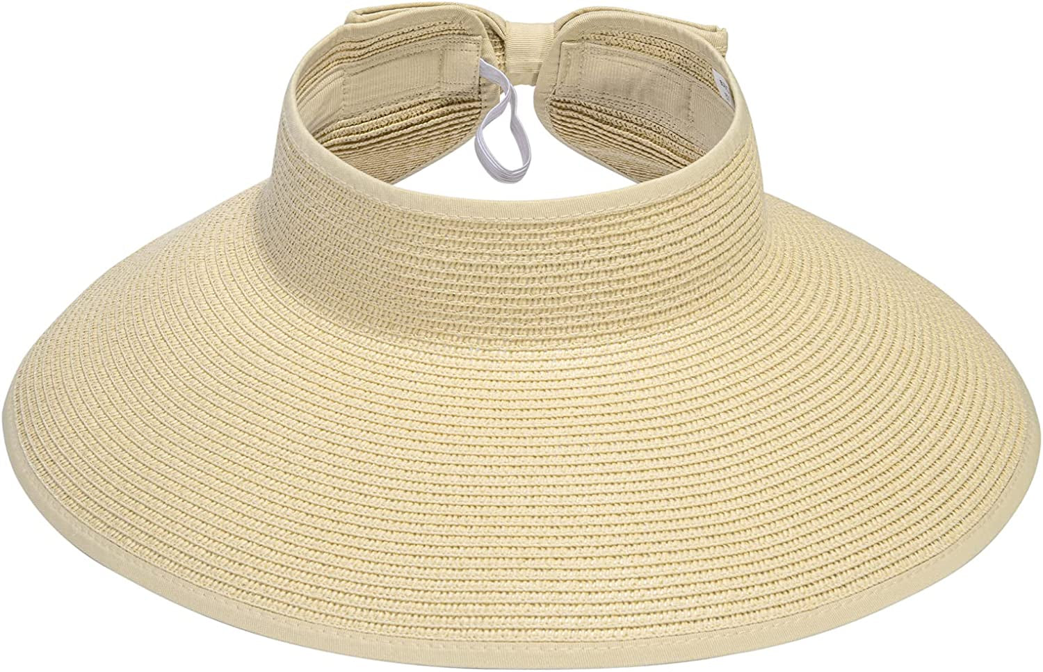 Simplicity Women'S UPF 50+ Wide Brim Roll-Up Straw Sun Hat Sun Visor Apparel & Accessories > Clothing Accessories > Hats Simplicity Off-white  