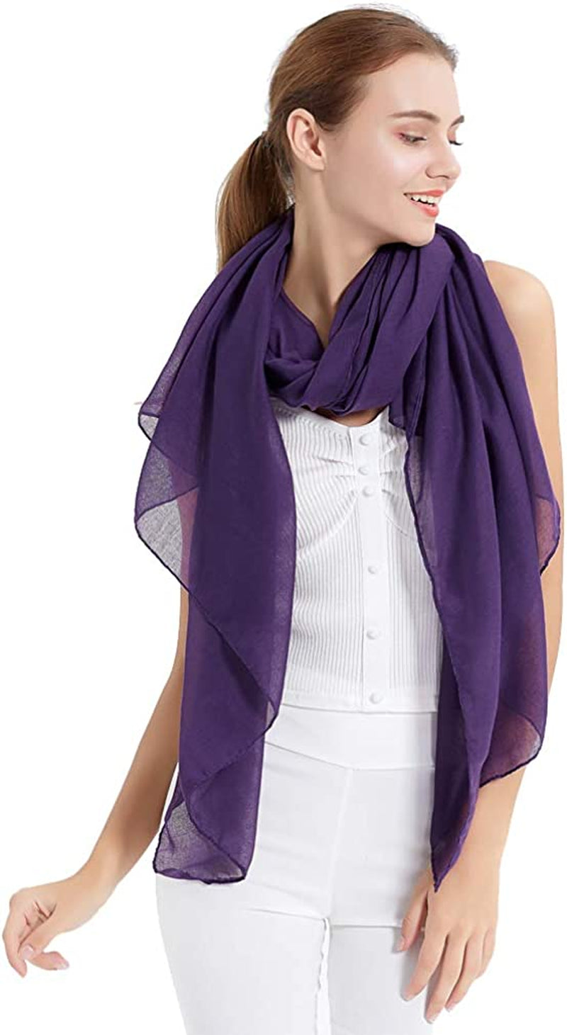 LMVERNA Women'S Long Scarf Solid Color Large Sheer Shawl Wraps for Evening Apparel & Accessories > Clothing Accessories > Scarves & Shawls LMVERNA Purple  