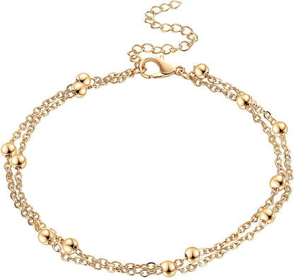 Fesciory Women Anklet Adjustable Beach Ankle Chain Gold Alloy Foot Chain Bracelet Jewelry Gift Apparel & Accessories > Jewelry > Anklets Fesciory C:Gold Beads  
