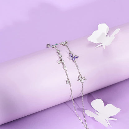 ATTRACTTO Butterfly Anklet Bracelets for Women 925 Sterling Silver Layered Anklets for Sea Beach Foot Ankle for Teen Girls Wife Girlfriend Mother Apparel & Accessories > Jewelry > Anklets ATTRACTTO   