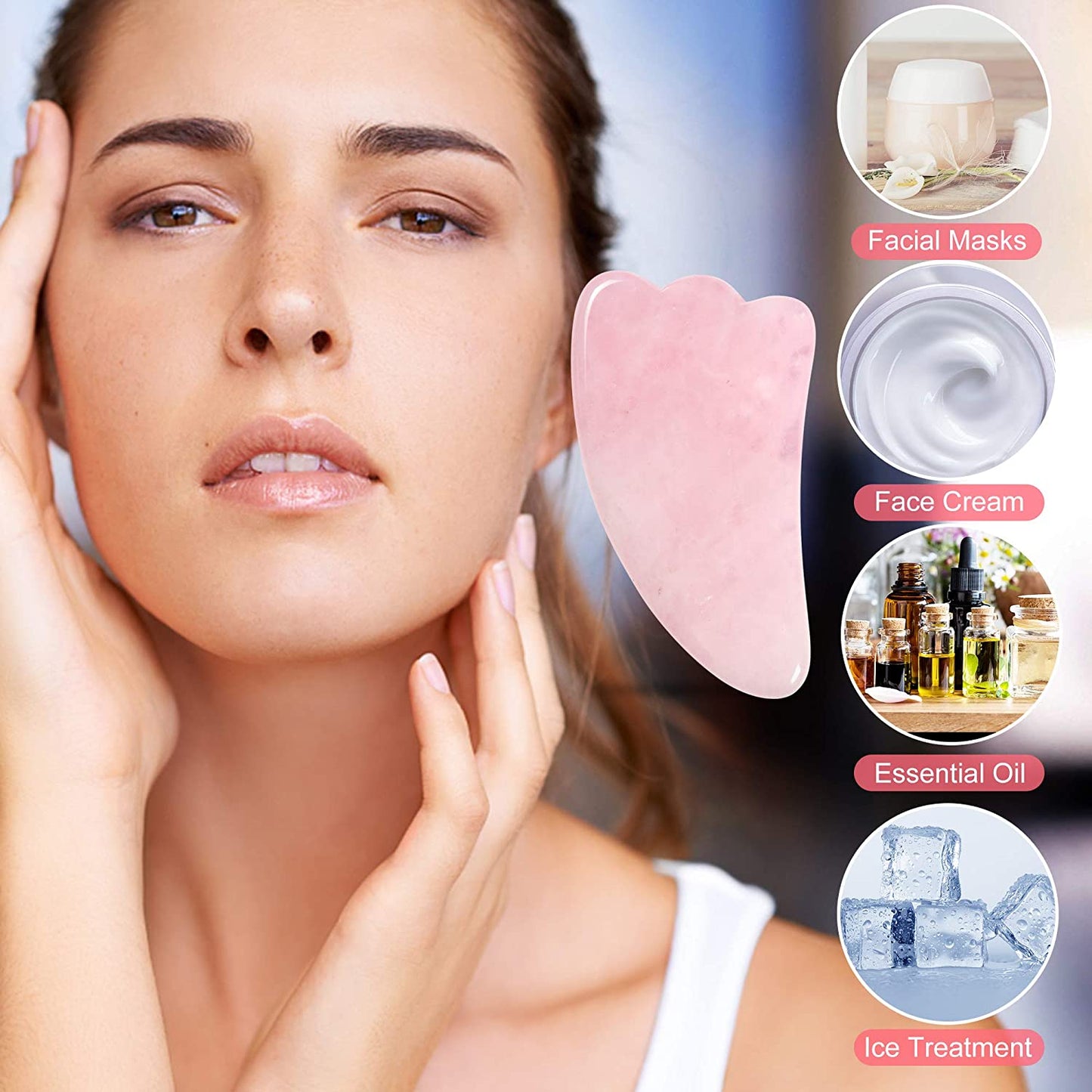 Gua Sha Facial Tools Set, OHH Rose Quartz Gua Sha Scraping Massage Tool for SPA Acupuncture Therapy Trigger Point Treatment, Face Massager for Facial Skincare, Pack of 3 Health & Beauty > Personal Care > Cosmetics > Cosmetic Tools > Skin Care Tools OHH   
