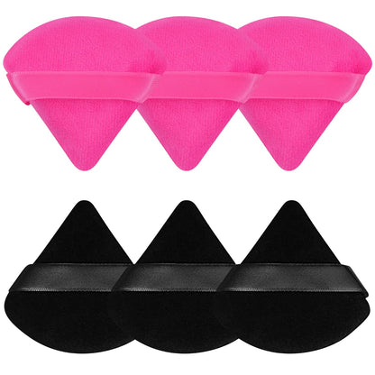 Pimoys 6 Pieces Powder Puff Face Soft Triangle Makeup Puff for Loose Powder Body Powder, Wedge Shape Velour Cosmetic Sponge for Contouring, under Eyes and Corners, Beauty Makeup Tools Health & Beauty > Personal Care > Cosmetics > Cosmetic Tools > Makeup Tools Pimoys Black and Hot Pink  