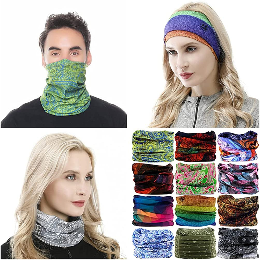 VANCROWN Neck Gaiter Headband Headwear Head Wrap Face Mask Magic Scarf Bandana for Men and Women Apparel & Accessories > Clothing Accessories > Bandanas & Headties VANCROWN 12pcs.lady  