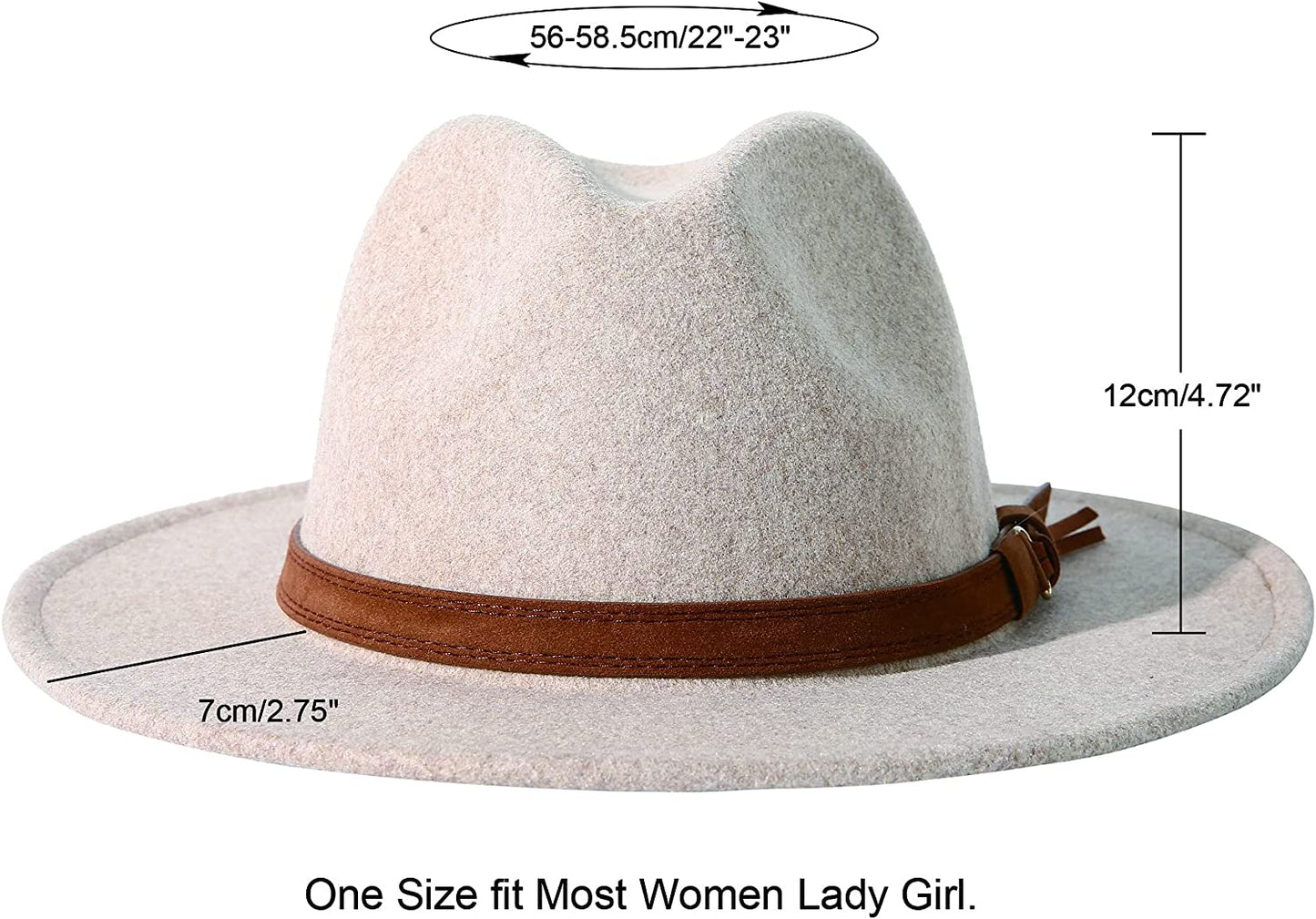Lanzom Women Lady Felt Fedora Hat Wide Brim Wool Panama Hats with Band Apparel & Accessories > Clothing Accessories > Hats Lanzom   