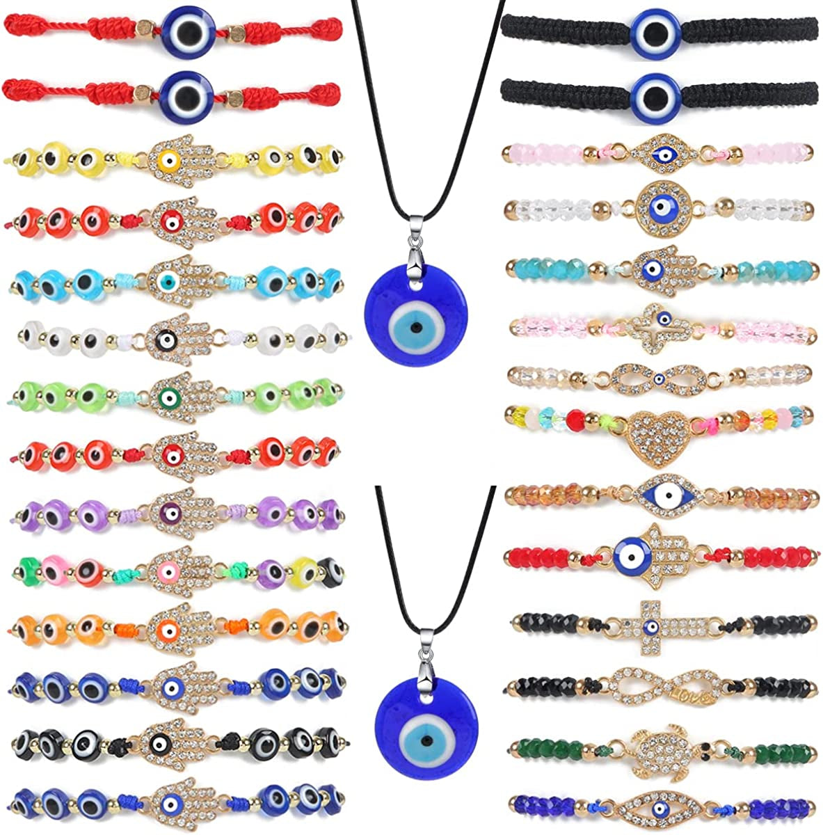 ILGANT 36Pcs Evil Eye Bracelets Set Jewelry for Women Girls Mexican String Knot Bracelet Pack Apparel & Accessories > Jewelry > Bracelets ILGANT 28Pcs Bracelets  