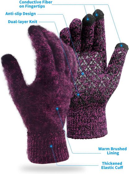 Winter Gloves for Women and Men 1/2/3 Pairs,Upgraded Touch Screen Gloves,Anti-Slip Silicone Gel- Thermal Soft Wool Lining Apparel & Accessories > Clothing Accessories > Gloves & Mittens COOYOO   