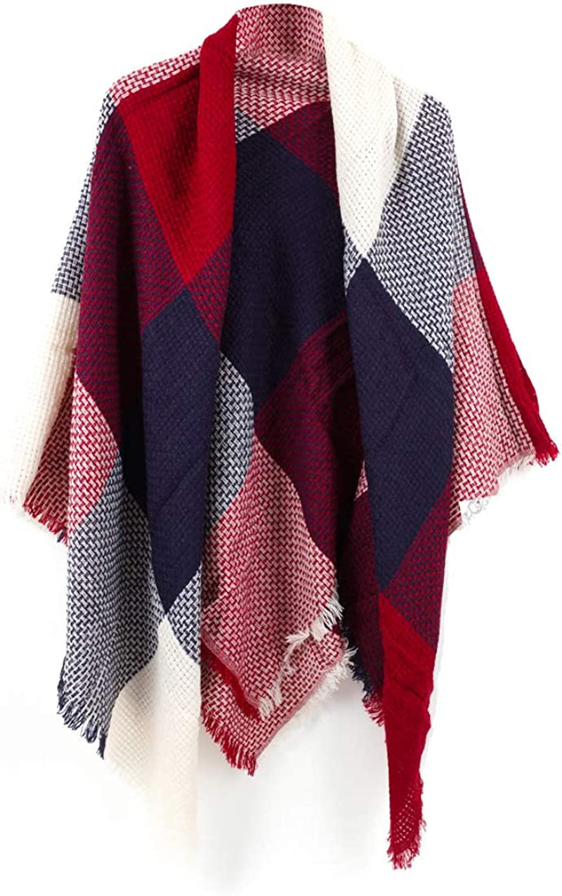 Neal LINK Women'S Plaid Scarf Blanket Wrap Warm Tartan Checked Shawl Tartan Scarves Pashmina Cape Apparel & Accessories > Clothing Accessories > Scarves & Shawls Neal LINK Purple Brown White  