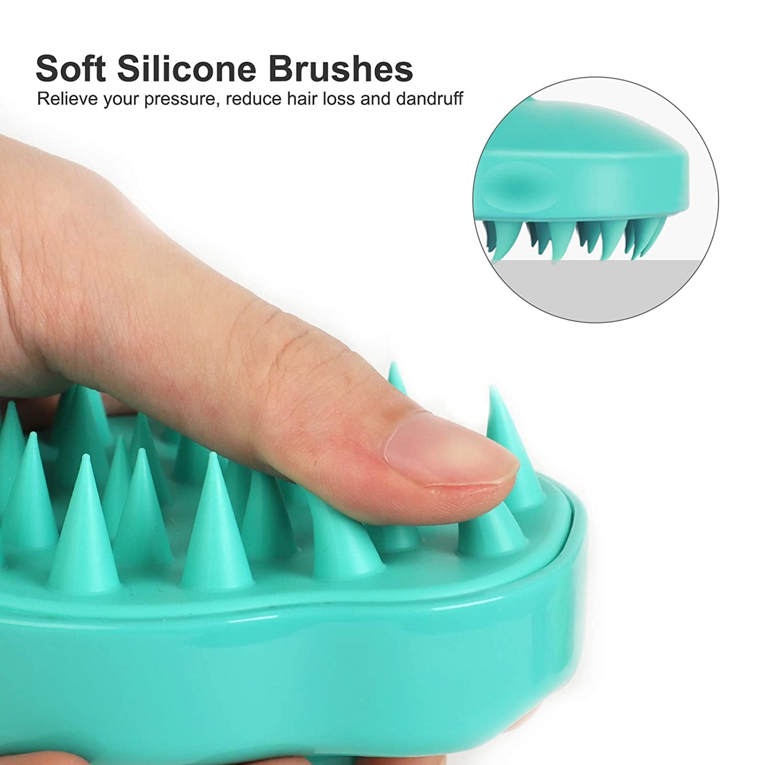 HEETA Hair Scalp Massager Shampoo Brush 2 Pack, Soft Silicone Bristles to Remove Dandruff, Waterproof Hair Scrubber for Both Wet Dry Hair, Suitable for Men & Women (Green & Black) Health & Beauty > Personal Care > Hair Care HEETA   