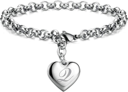 Heart Initial Charm Bracelets for Teen Girls Letters Alphabet Bracelet Jewelry for Girls Gifts for Teenage Girls Apparel & Accessories > Jewelry > Bracelets Monily Q  