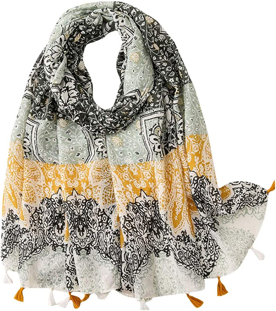 Van Caro Scarfs for Women Lightweight Floral Scarf Soft Long Fashion Scarves Sun-Proof Wrap Shawl Apparel & Accessories > Clothing Accessories > Scarves & Shawls Lobagve 5386 Light Green  