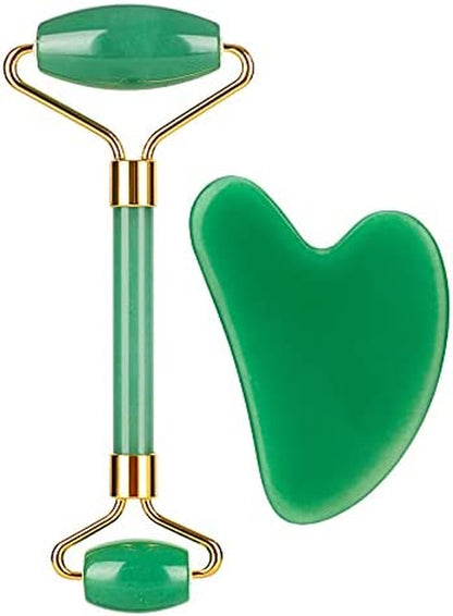 Aventurine Gua Sha Scraping Massage Tools, Rose Quartz Facial Beauty Tools for SPA Acupuncture Therapy Trigger Point Treatment(Black Single-Gua Sha Board) Health & Beauty > Personal Care > Cosmetics > Cosmetic Tools > Skin Care Tools Bbymie Light Green Set-gua Sha Board+jade Roller  