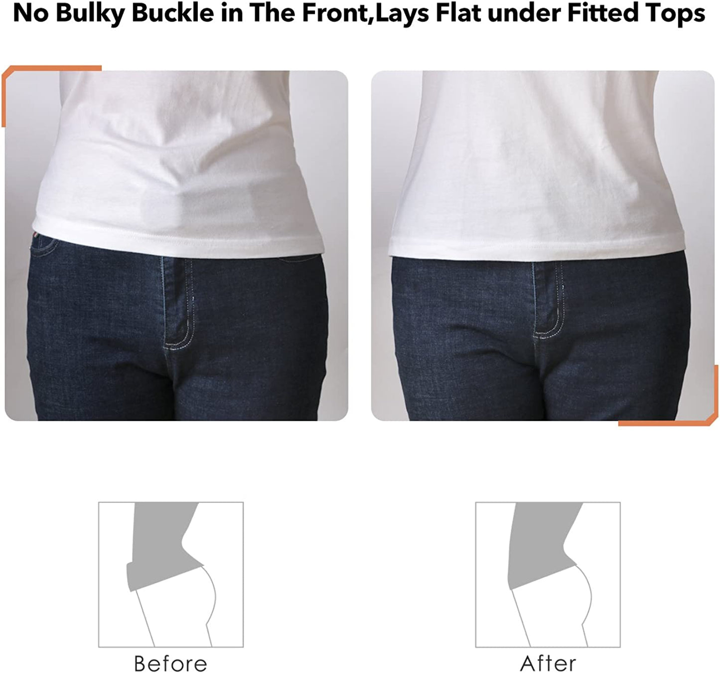 No Show Women Stretch Belt Invisible Elastic Web Strap Belt with Flat Buckle for Jeans Pants Dresses Apparel & Accessories > Clothing Accessories > Belts KYLIE MAX   