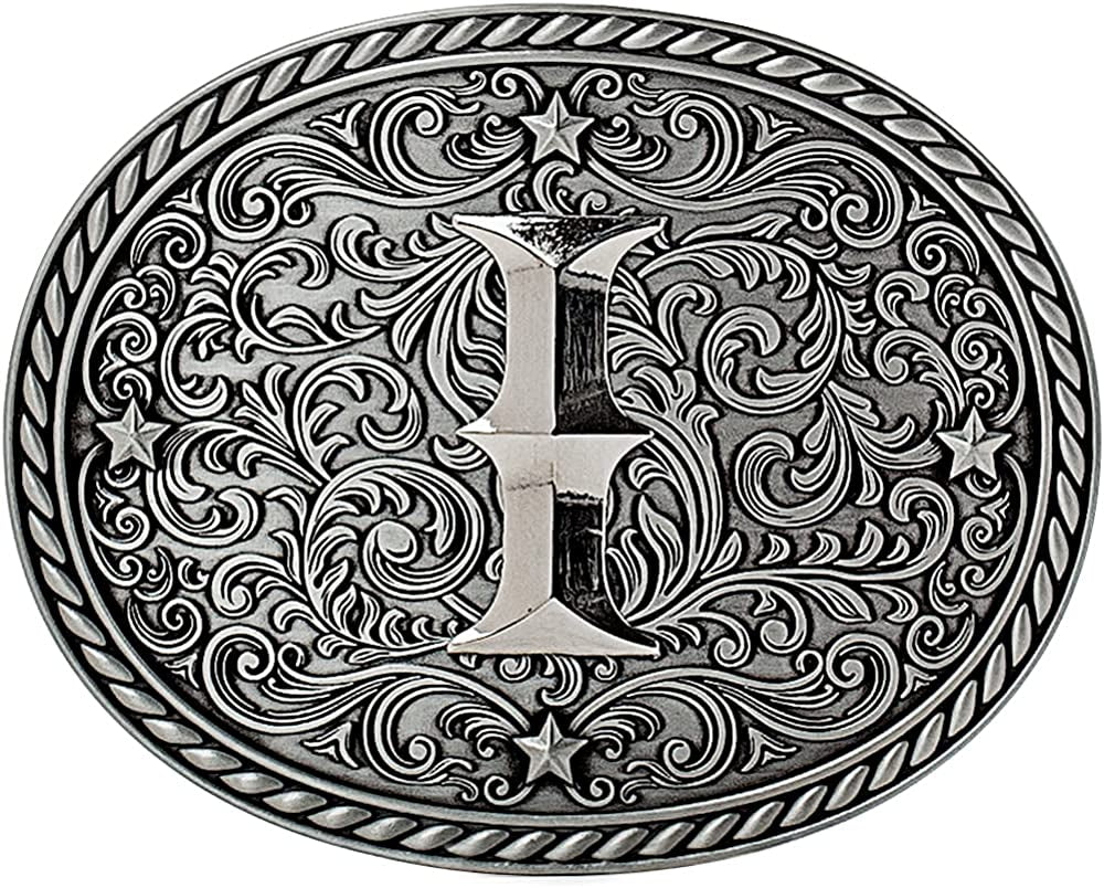Western Cowboy/Cowgirl Initial Belt Buckle - Large, Letter Buckles for Men and Women Apparel & Accessories > Clothing Accessories > Belt Buckles Itera I  