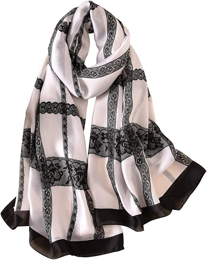 NUWEERIR Womens 100% Large Mulberry Silk Scarf Long Satin Scarf Fashion Designer Scarf Lightweight Wraps Apparel & Accessories > Clothing Accessories > Scarves & Shawls NUWEERIR Ls  