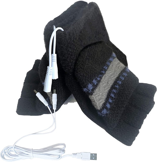 Women'S & Men'S USB Heated Gloves Mitten Full & Half Fingerless Winter Hands Warmer Laptop Gloves Apparel & Accessories > Clothing Accessories > Gloves & Mittens Winmany New Blue  