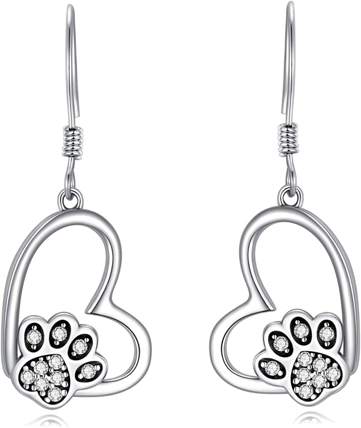 POPKIMI Christmas Gifts Dangle Earrings Frog/Wolf/Dragonfly/Dog Cat Pet Paw Print/Hummingbird /Sea Turtle/Sloth Dangle Drop Hook Earrings Opal Crystal Sterling Silver Cute Animal Dangle Earrings Animal Jewelry Birthday Christmas Gift Apparel & Accessories > Jewelry > Earrings POPKIMI Dog Cat Pet Paw Print  