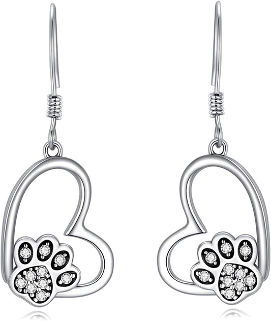POPKIMI Christmas Gifts Dangle Earrings Frog/Wolf/Dragonfly/Dog Cat Pet Paw Print/Hummingbird /Sea Turtle/Sloth Dangle Drop Hook Earrings Opal Crystal Sterling Silver Cute Animal Dangle Earrings Animal Jewelry Birthday Christmas Gift Apparel & Accessories > Jewelry > Earrings POPKIMI Dog Cat Pet Paw Print  