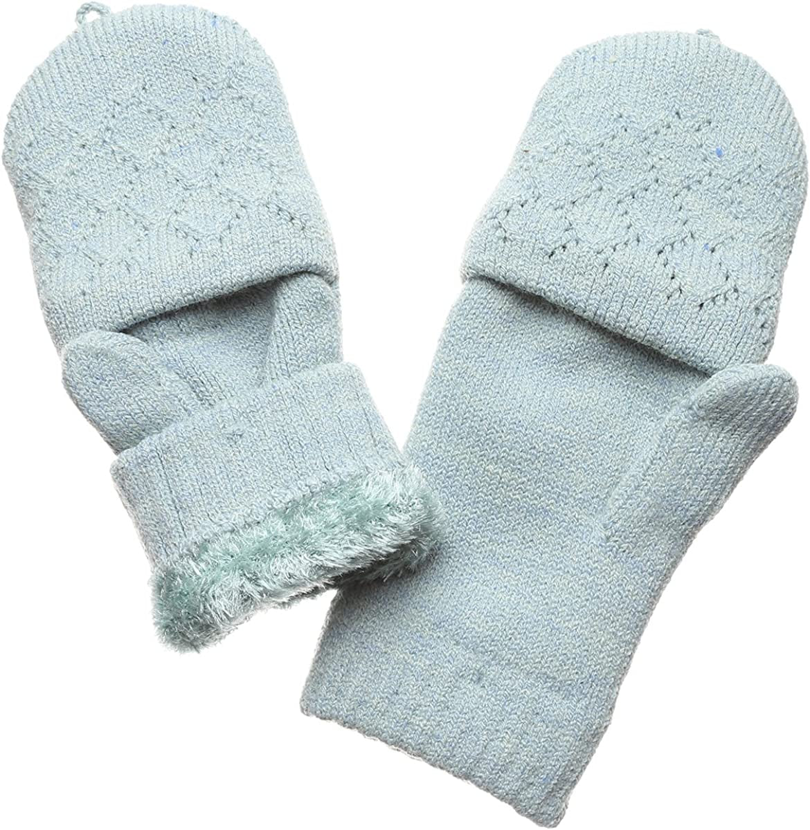 MIRMARU Women'S Knitted Fingerless Mitten Gloves with Flip Cover with Faux Fur Lining Apparel & Accessories > Clothing Accessories > Gloves & Mittens MIRMARU   