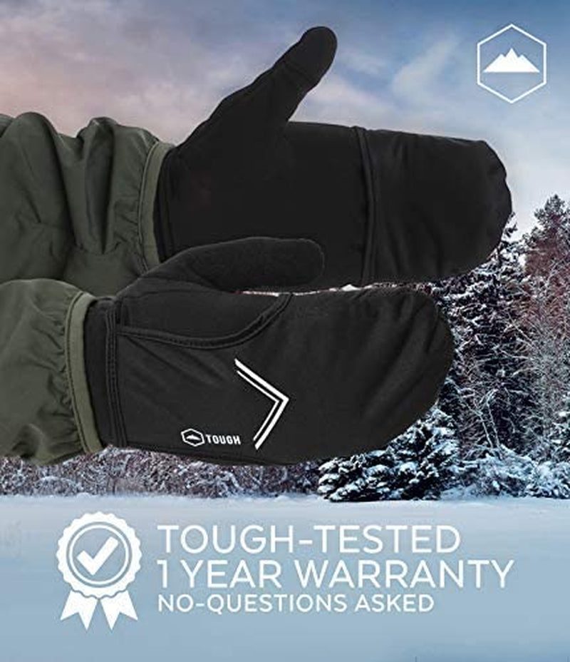 Running Mitten Gloves with Touch Screen - Winter Glove Liners with Convertible Mittens Cover for Texting, Cycling & Driving - Thin, Lightweight, Warm Cold Weather Thermal Sports Gloves for Men & Women Apparel & Accessories > Clothing Accessories > Gloves & Mittens Tough Outdoors   