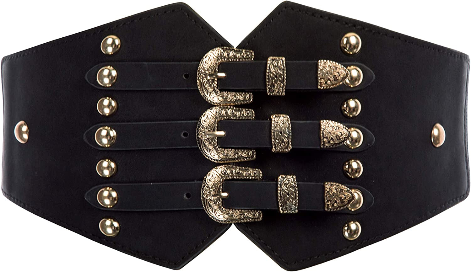 SCARLET DARKNESS Vintage Classic Cincher Wide Belt Elastic Leather Waist Belt Apparel & Accessories > Clothing Accessories > Belts Scarlet Darkness Black X-Large 