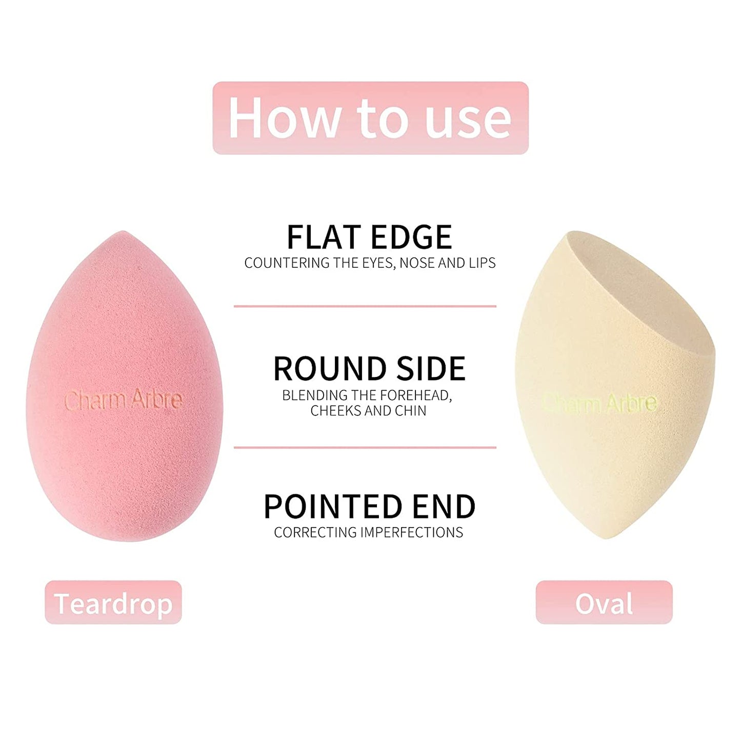 Charm Arbre Makeup Blender Sponge Set,Cosmetics Tool,Multi-Functional Beauty Blender for Powder, Liquid and Cream, Blending Applicators for Foundations,Light Red and Beige 4Pcs Set. Health & Beauty > Personal Care > Cosmetics > Cosmetic Tools > Makeup Tools Charm Arbre   