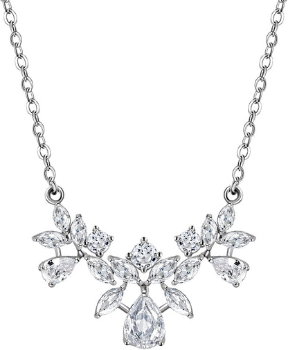 SWEETV Cubic Zirconia Wedding Bridal Backdrop Necklace for Brides, Crystal Dainty Back Necklace, Body Chain Jewelry for Women Prom Apparel & Accessories > Jewelry > Necklaces SWEETV 03. Silver  