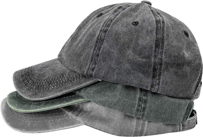 MEINICY 3 Pack Washed Plain Baseball Cap, Retro Adjustable Dad Hats Gift for Men/Women,Unstructured/Cotton Apparel & Accessories > Clothing Accessories > Hats MEINICY Black+gray+od Green  