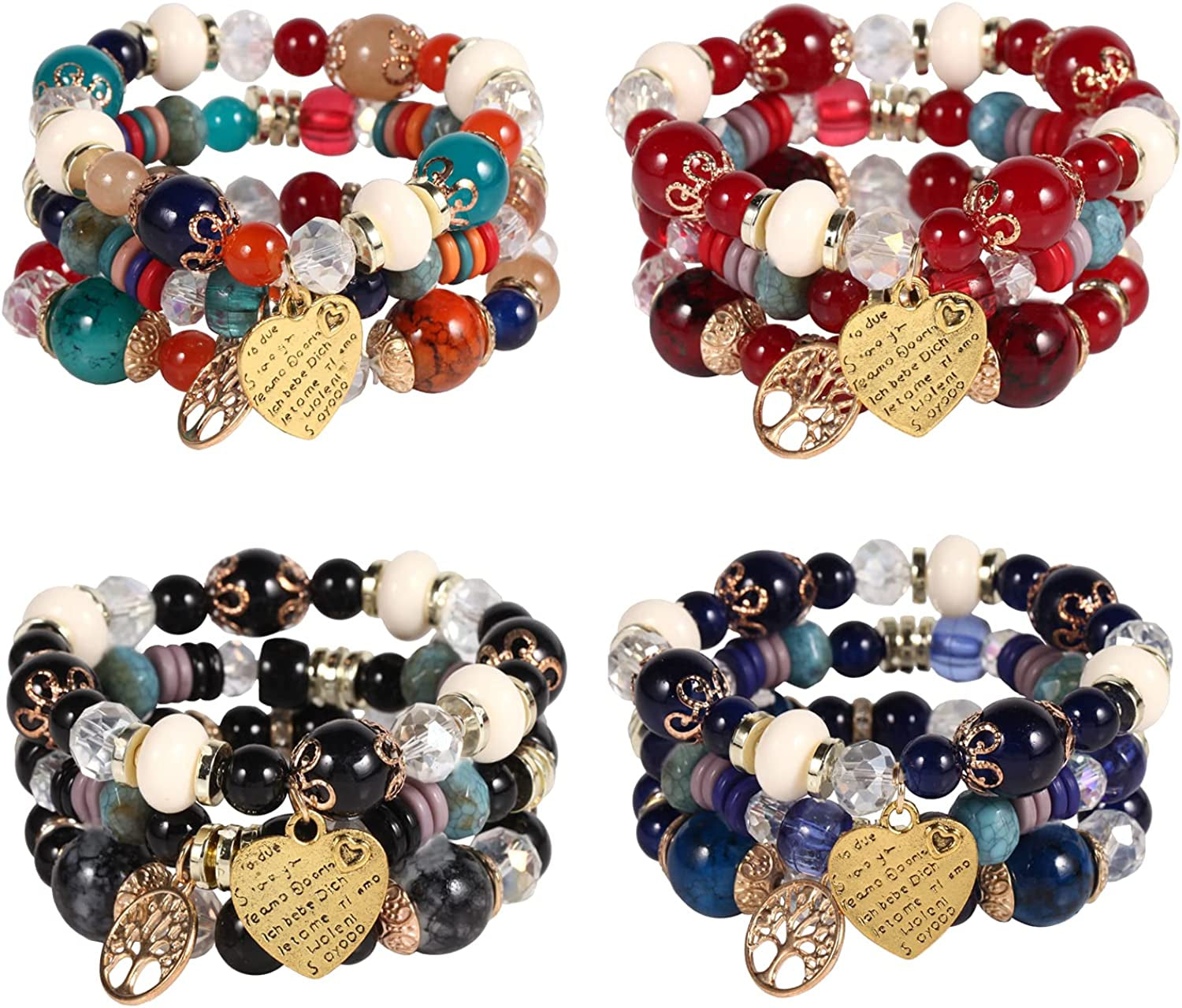 Solosoya Bohemian Boho Stackable Bracelets for Women Set, Girls Stretch Multilayer Stack Beads Colorful Beaded Charm Bracelets Girl Handmade Jewelry Apparel & Accessories > Jewelry > Bracelets Solosoya Color E  