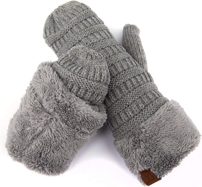 C.C Women Thick Knit Faux Fur Sherpa Fleece Lined Warm Winter Gloves Mittens (CG-36)(MT-008,25,715,816,1816,6245) Apparel & Accessories > Clothing Accessories > Gloves & Mittens C.C   