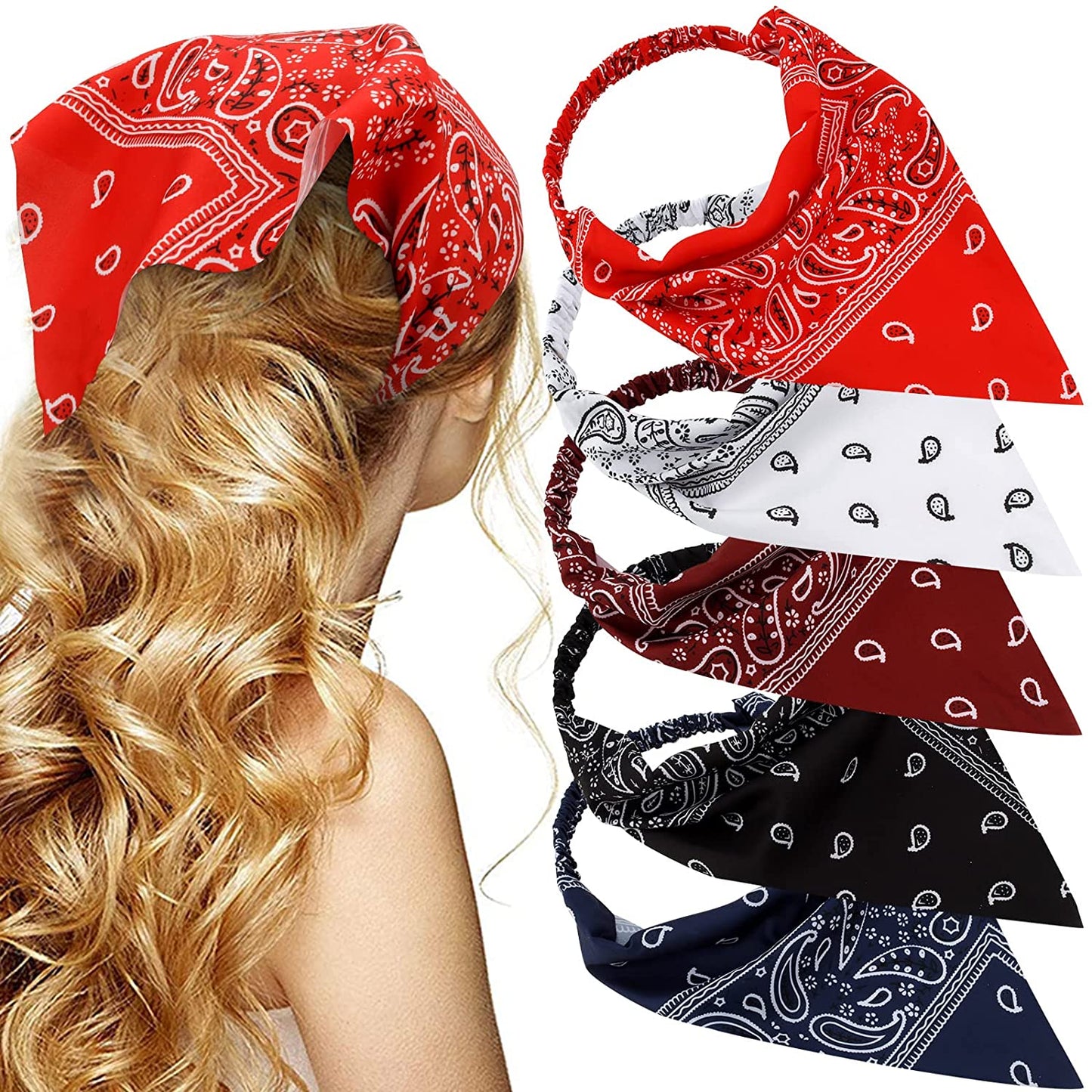 Floral Hair Scarf Headband - TOBATOBA 5 Pcs Hair Bandanas for Women Bandana Headband Chiffon Boho Headbands for Women Elastic Head Bandana Floral Bandana Headbands for Women Girls Hair Accessories Apparel & Accessories > Clothing Accessories > Bandanas & Headties TOBATOBA Retro Paisley Patterns  
