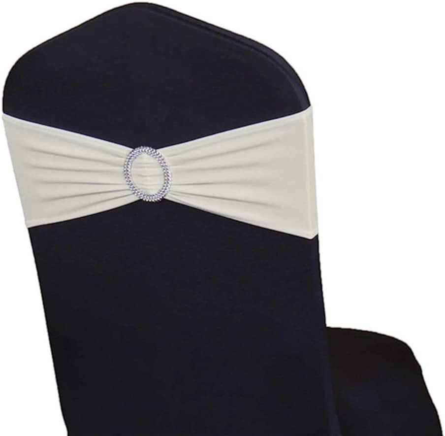 WENSINL Pack of 50 Stretch Chair Sashes for Wedding, Elastic Lycra Chair Bands with Buckle Slider, Chair Bows for Party, without White Chair Covers (Sky Blue) Apparel & Accessories > Clothing Accessories > Sashes HAOYU Ivory 50 