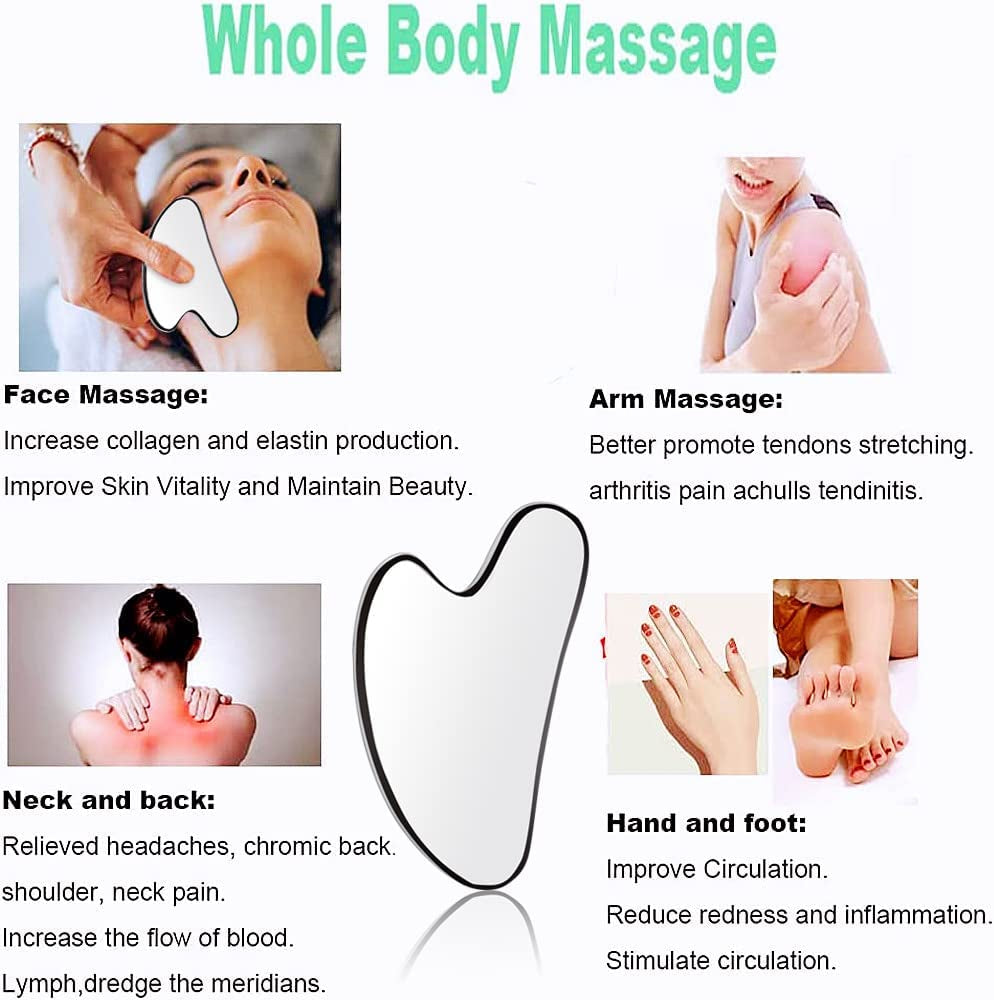 Ruiyue Carry Stainless Steel Gua Sha Facial Tools Guasha Tool for Face Scraping Massage Tool for Chin Neck Face Relax Slimming Wrinkle Remover Beauty Care, 1 Count (Pack of 1), (Guasha-1) Health & Beauty > Personal Care > Cosmetics > Cosmetic Tools > Skin Care Tools RuiYue Carry   
