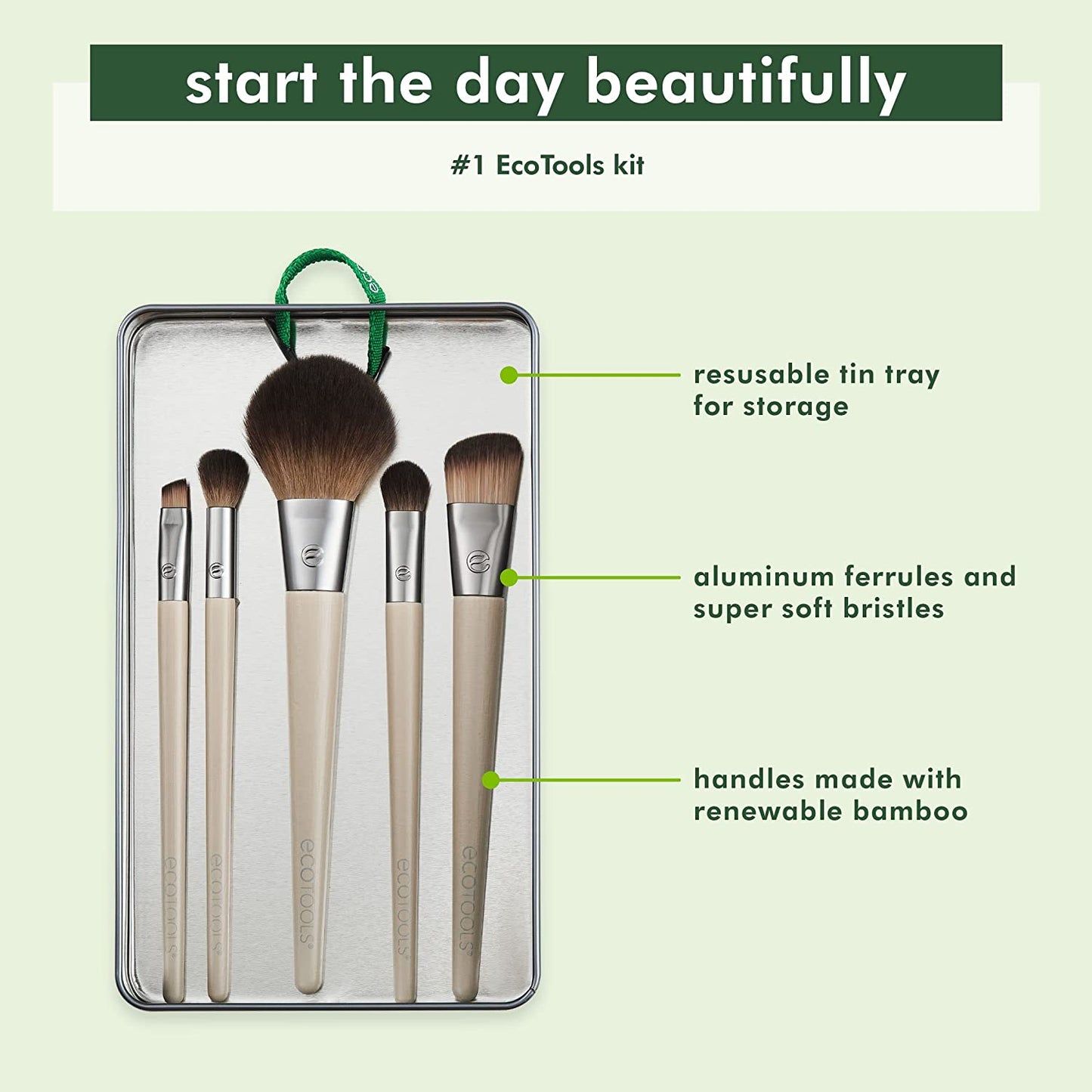 Ecotools Makeup Brush Set for Eyeshadow, Foundation, Blush, and Concealer with Bonus Storage Case, Start the Day Beautifully, Travel Friendly, 6 Piece Set Health & Beauty > Personal Care > Cosmetics > Cosmetic Tools > Makeup Tools EcoTools   