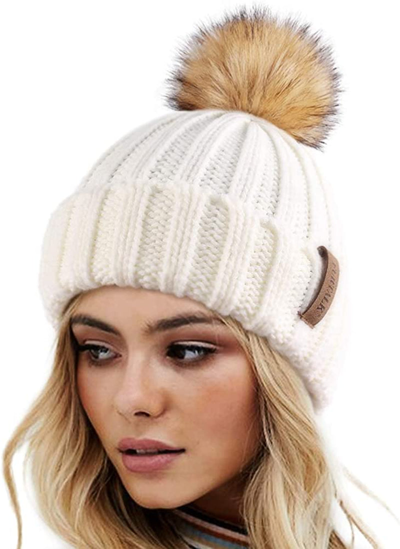 FURTALK Womens Winter Knitted Beanie Hat with Faux Fur Pom Warm Knit Skull Cap Beanie for Women… Apparel & Accessories > Clothing Accessories > Hats KYLIE MAX   
