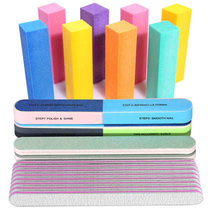 Nail Files and Buffers, FANDAMEI 20PCS Professional Manicure Tools Kit. Rectangular Nail Buffer Block & 100/180 Grit Nail File, 7 Way Nail File & Nail Polishing Buffer. Nail Care File Buffer Tool Health & Beauty > Personal Care > Cosmetics > Cosmetic Tools > Nail Tools FANDAMEI Purple  