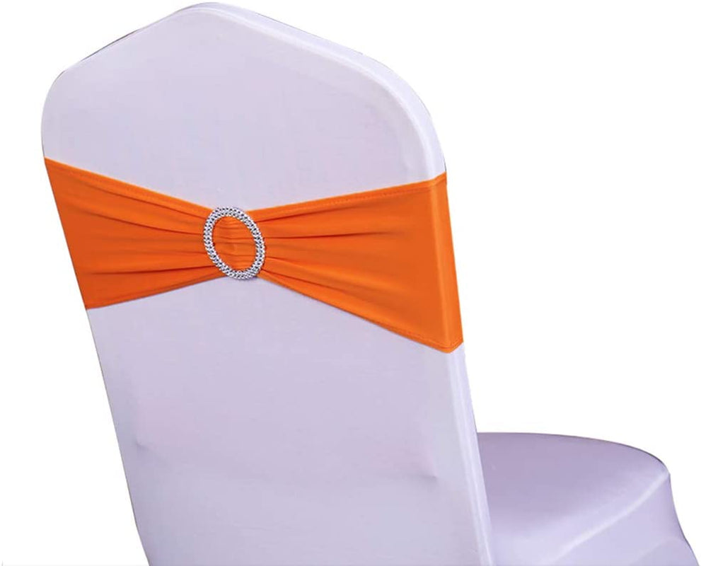WENSINL Pack of 50 Stretch Chair Sashes for Wedding, Elastic Lycra Chair Bands with Buckle Slider, Chair Bows for Party, without White Chair Covers (Sky Blue) Apparel & Accessories > Clothing Accessories > Sashes HAOYU Orange 50 