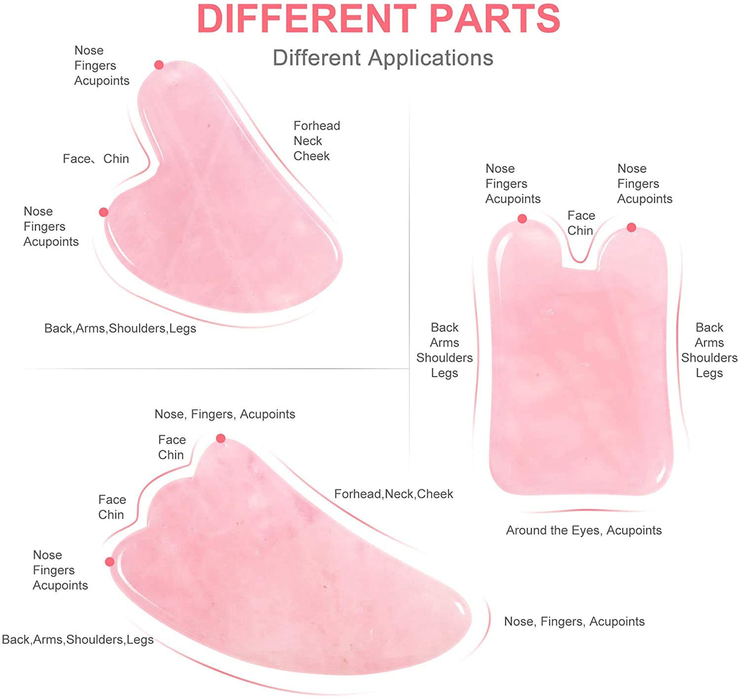 Gua Sha Facial Tools Set, OHH Rose Quartz Gua Sha Scraping Massage Tool for SPA Acupuncture Therapy Trigger Point Treatment, Face Massager for Facial Skincare, Pack of 3 Health & Beauty > Personal Care > Cosmetics > Cosmetic Tools > Skin Care Tools OHH   