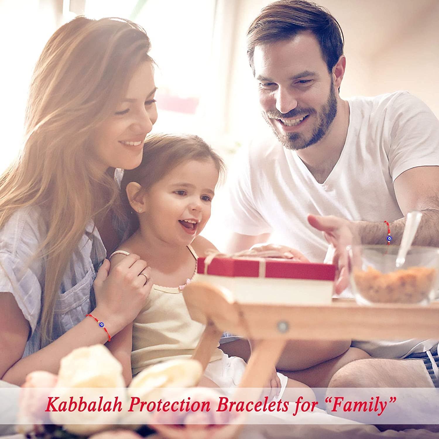 UNGENT THEM Lucky Gifts for Mommy and Me Evil Eye Red String Protection Adjustable Bracelets Set for Women Men Family Apparel & Accessories > Jewelry > Bracelets UNGENT THEM   
