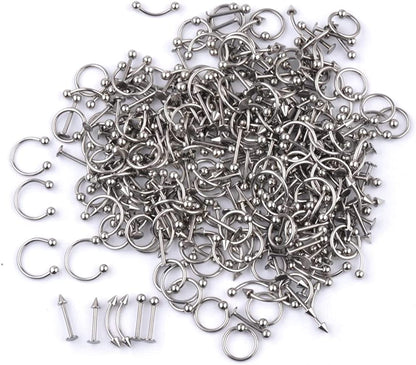 IPINK Piercing Kit 14G-16G Rainbow Surgical Steel Body Piercing Belly Button,Tongue, Eyebrow, Nipple, Lip, Nose, Chi Gauge Apparel & Accessories > Jewelry > Body Jewelry IPINK 100 Pieces  