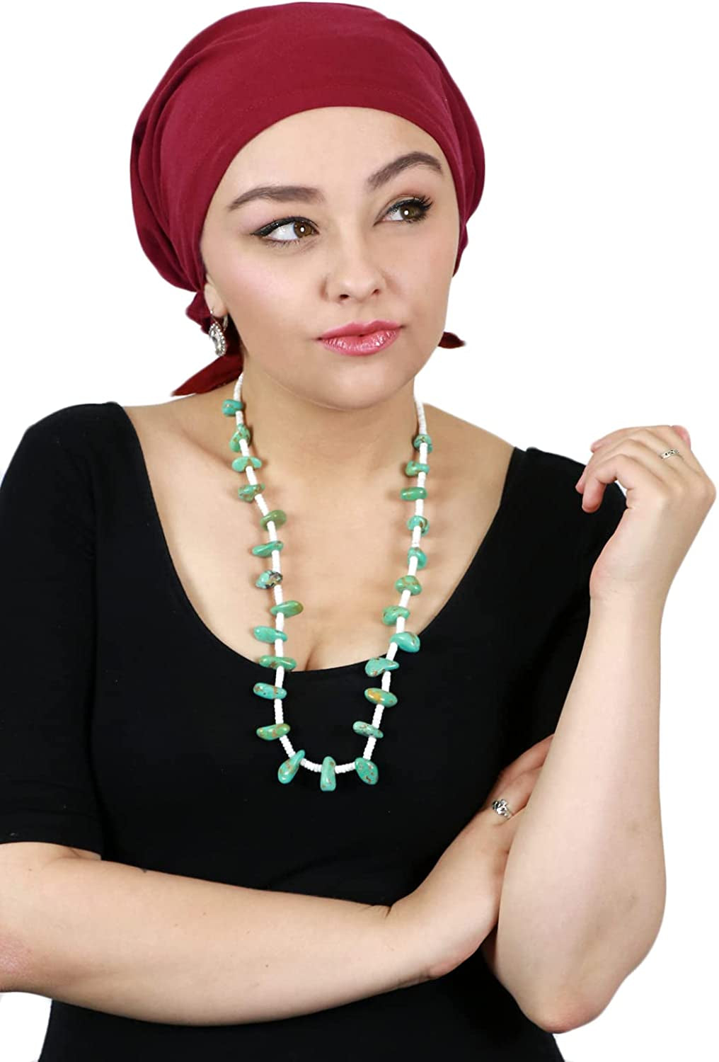 Head Scarf for Women Cancer Headwear Chemo Caps Wraps Head Coverings Cotton Scarves Celeste Apparel & Accessories > Clothing Accessories > Headwear Hats Scarves & More Burgundy  