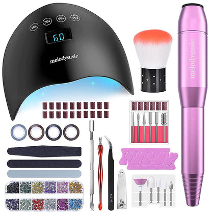 Melodysusie 85 in 1 Acrylic Nail Kit with Storage Bag Pink, Portable Electric Nail Drill, U V LED Nail Lamp, Manicure Tools Set, Compact Gel Nail Starter Kit, Nail Art Supplies DIY at Home Health & Beauty > Personal Care > Cosmetics > Cosmetic Tools > Nail Tools MelodySusie Set 1  