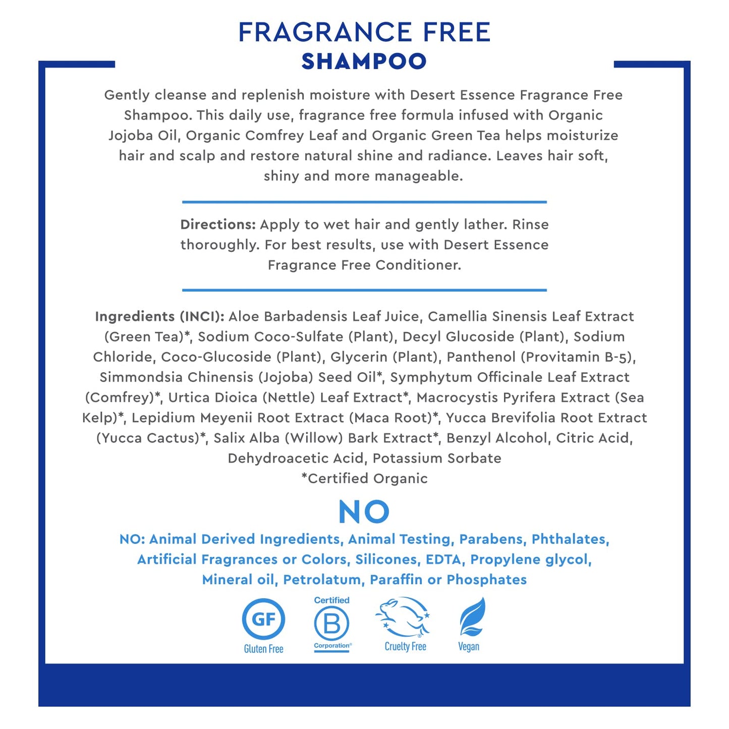 Desert Essence: Organics Hair Care Shampoo, Fragrance Free 8 Oz (3 Pack) Health & Beauty > Personal Care > Hair Care Desert Essence   