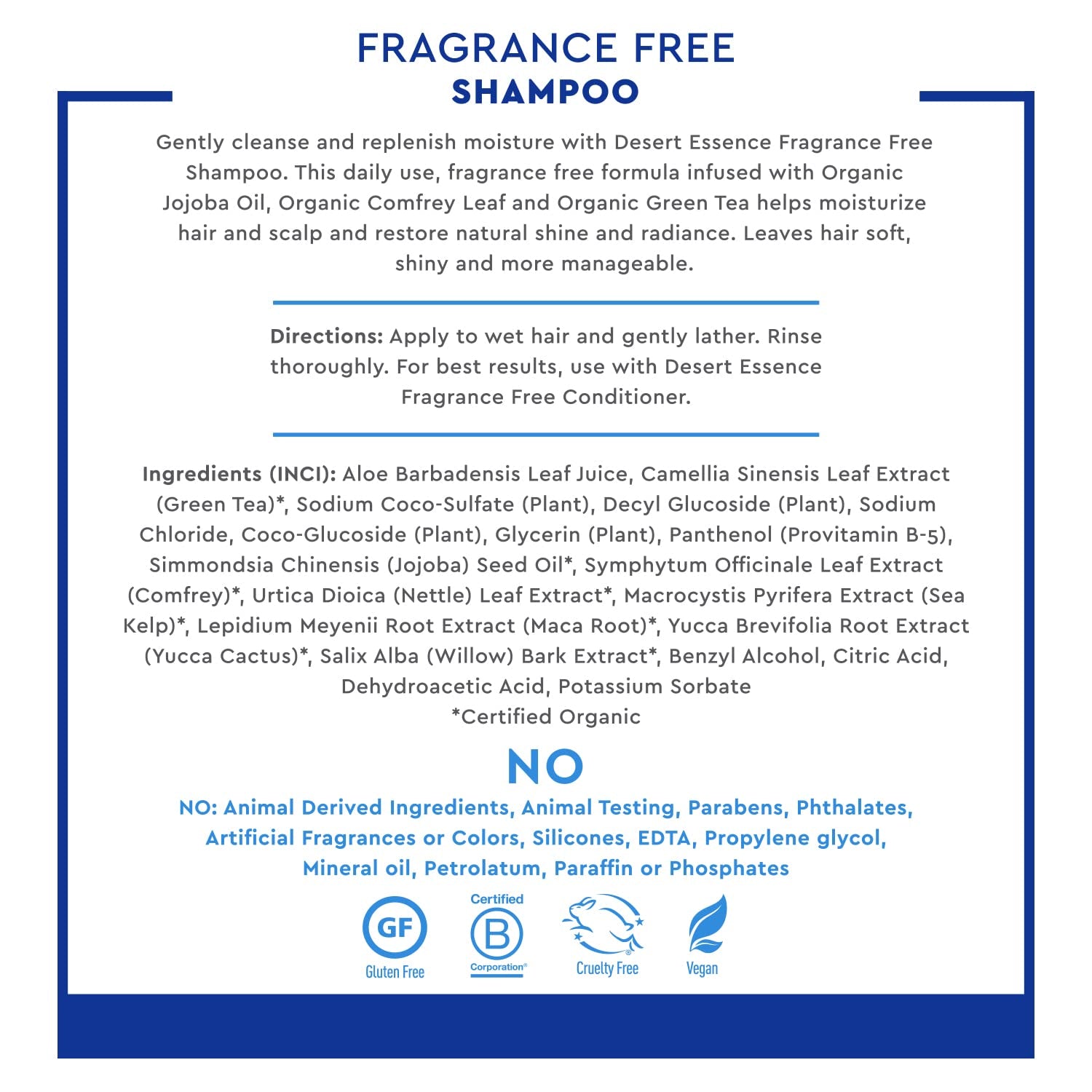 Desert Essence: Organics Hair Care Shampoo, Fragrance Free 8 Oz (3 Pack) Health & Beauty > Personal Care > Hair Care Desert Essence   