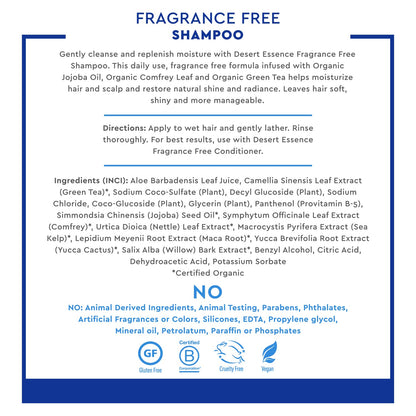 Desert Essence: Organics Hair Care Shampoo, Fragrance Free 8 Oz (3 Pack) Health & Beauty > Personal Care > Hair Care Desert Essence   