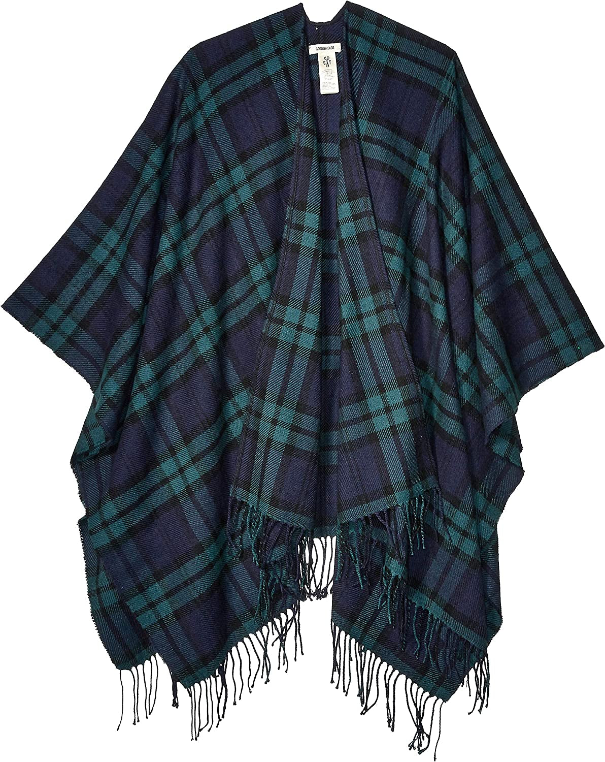 Goodthreads Women'S Fringe Ruanna Wrap Scarf Apparel & Accessories > Clothing Accessories > Scarves & Shawls Goodthreads Black/Green, Plaid One Size 