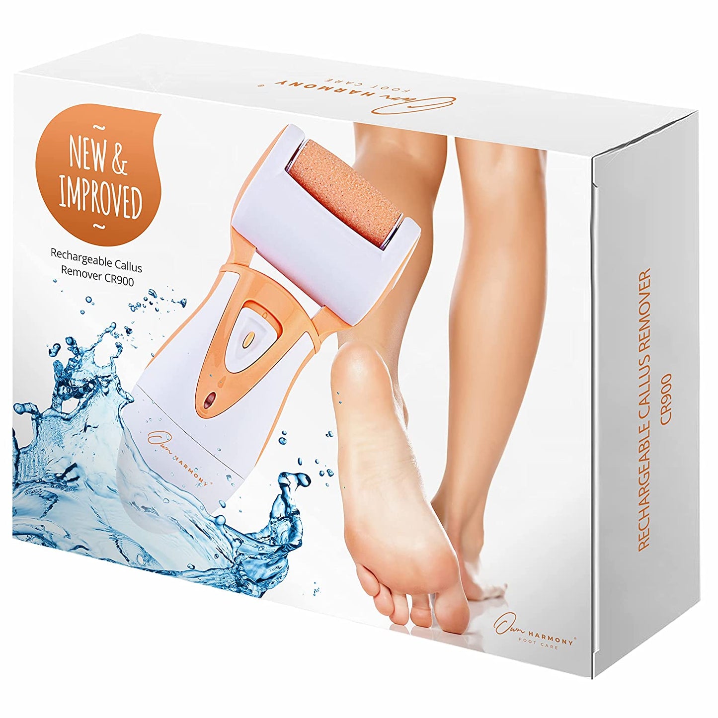 Electric Foot Callus Remover, Feet Scrubber: Own Harmony Rechargeable Mens Pedicure Tools Kit, Professional Electronic Foot Care File, Best for Hard Cracked Dead Skin and Powerful Pedi Spa, 3 Rollers Health & Beauty > Personal Care > Foot Care Own Harmony Peach  