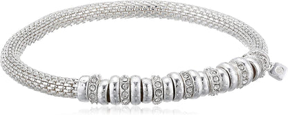NINE WEST Women'S Silvertone and Crystal Bracelet Rondel Stretch Apparel & Accessories > Jewelry > Bracelets The Jewelry Group Inc   