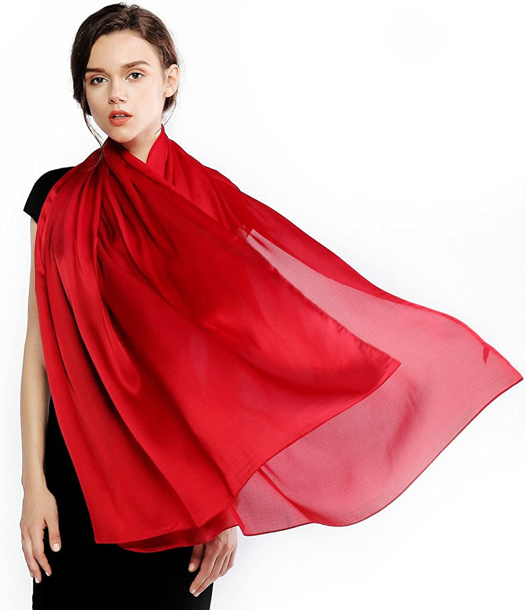 RIIQIICHY Pashmina Shawls Wraps for Women Evening Dresses like Chiffon Silk Scarf for Weddings Apparel & Accessories > Clothing Accessories > Scarves & Shawls RIIQIICHY Burgundy  