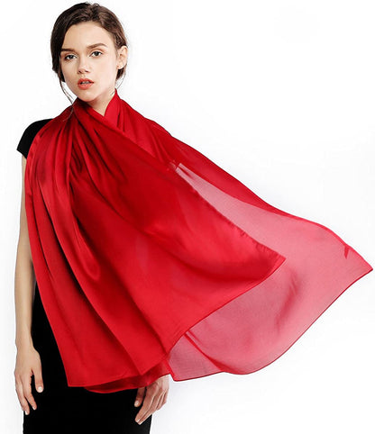 RIIQIICHY Pashmina Shawls Wraps for Women Evening Dresses like Chiffon Silk Scarf for Weddings Apparel & Accessories > Clothing Accessories > Scarves & Shawls RIIQIICHY Burgundy  