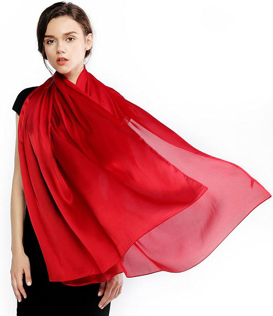 RIIQIICHY Pashmina Shawls Wraps for Women Evening Dresses like Chiffon Silk Scarf for Weddings Apparel & Accessories > Clothing Accessories > Scarves & Shawls RIIQIICHY Burgundy  